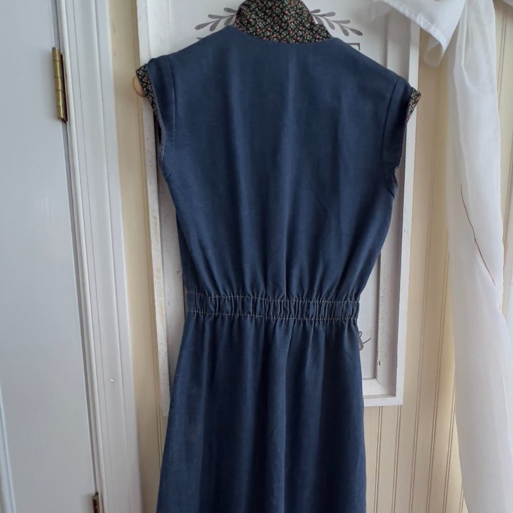 Vintage 70s Denim Midi Dress Union Label vintage size 13 - Picture 4 of 9